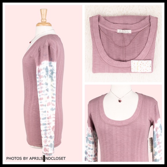 FREE PEOPLE BOHO TOP LONG SLEEVES RIB KNIT TEE A2C - Picture 5 of 16